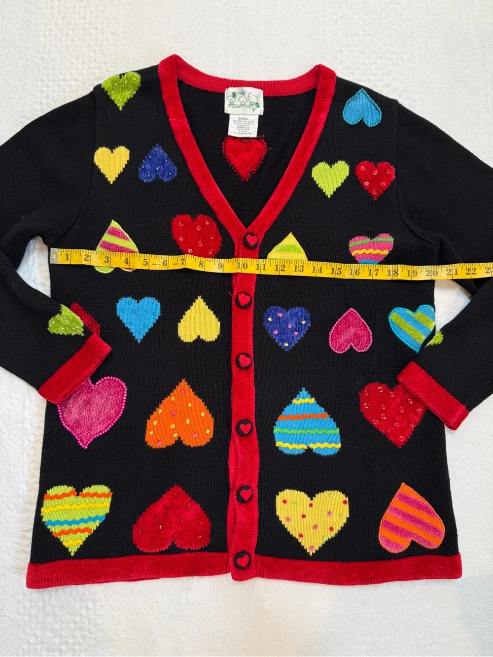 The Quaker Factory Heart Cardigan Button Up Sweater Women’s Small